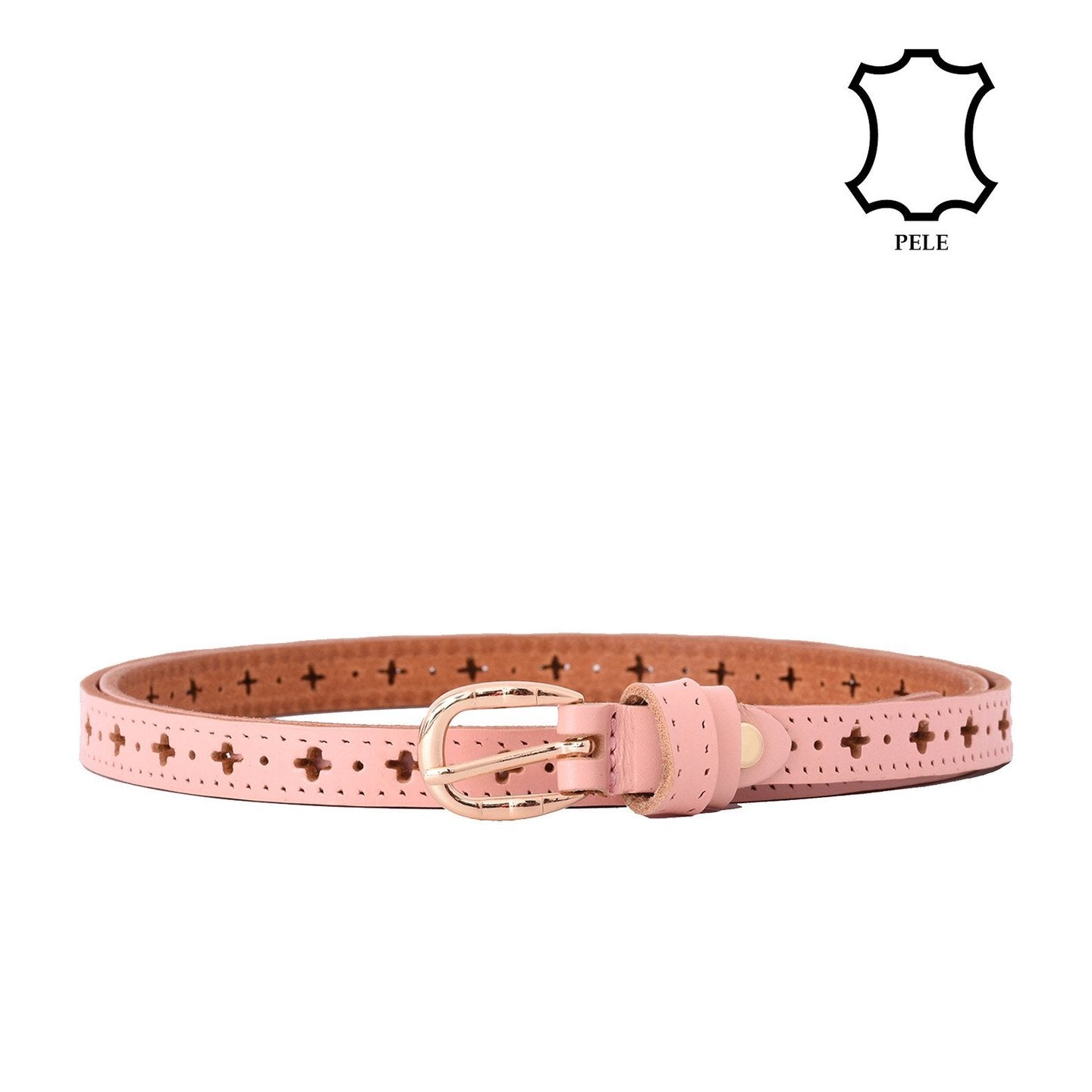 Ceinture en cuir fin avec trèfles