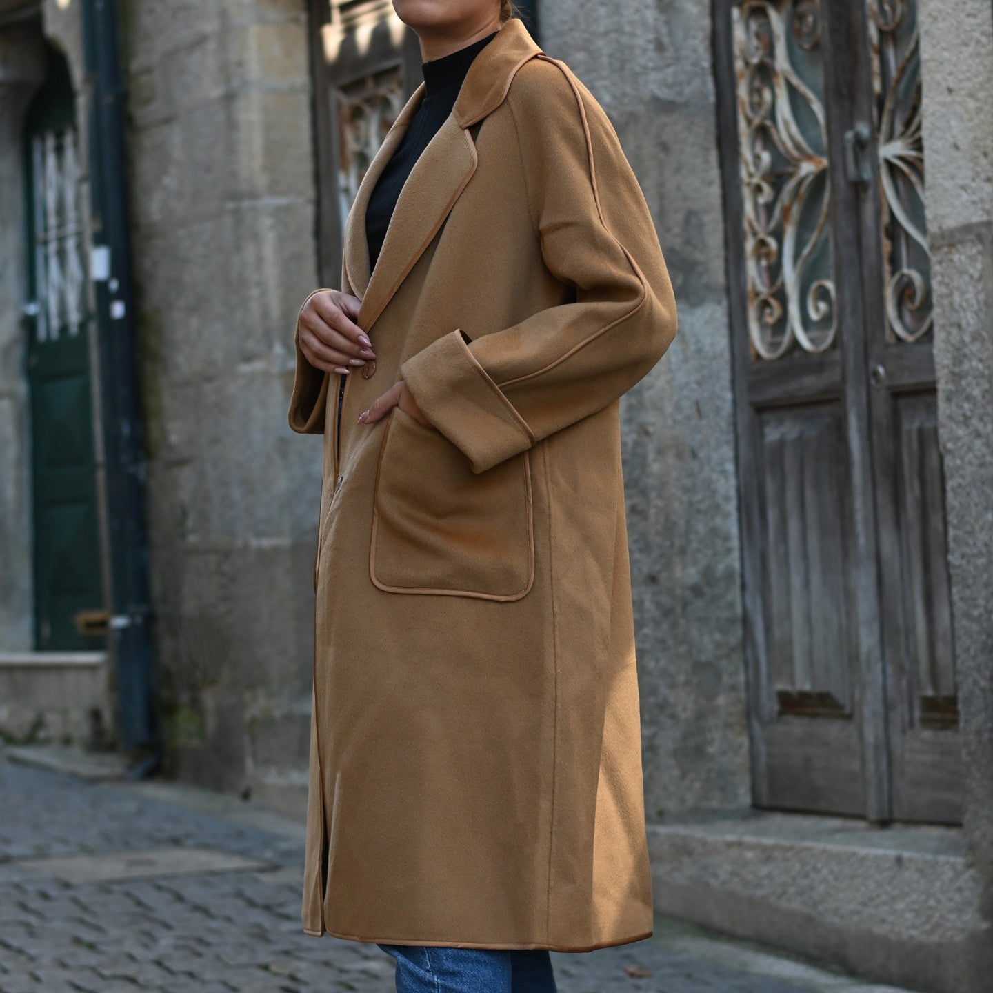 Manteau 100% laine longue