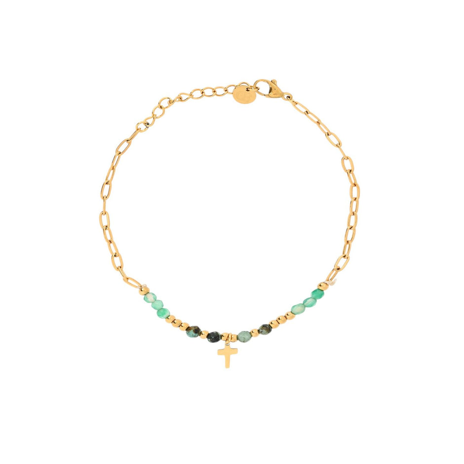 Bracelet Alba en acier avec pierres croix