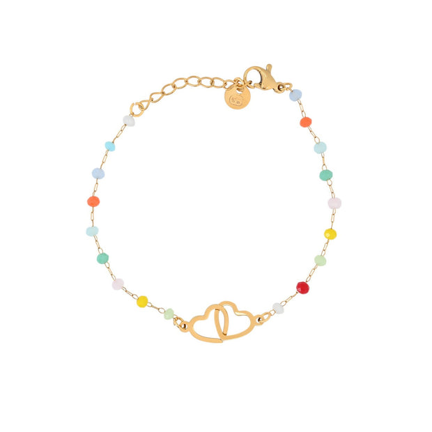 Bracelet Alba en acier colorée coeurs