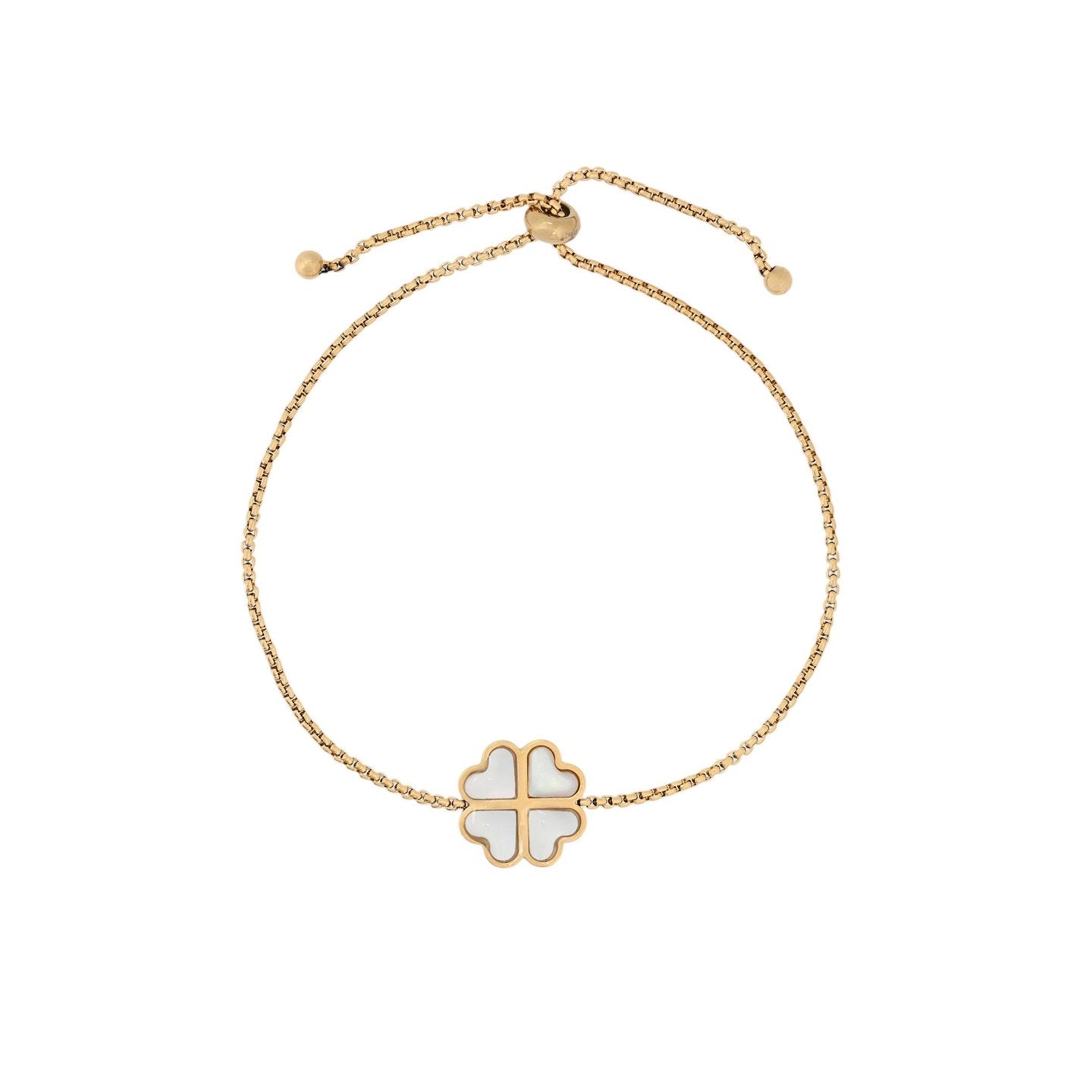 Bracelet Alba en acier trèfle nacré