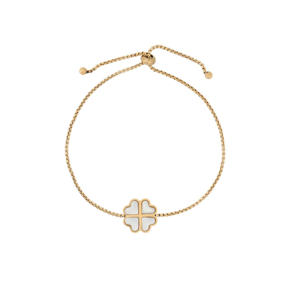 Bracelet Alba en acier trèfle nacré