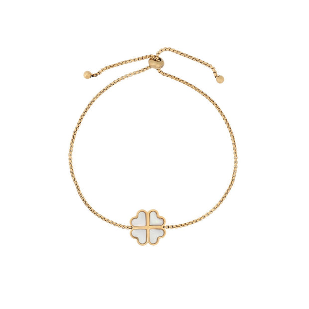 Bracelet Alba en acier trèfle nacré