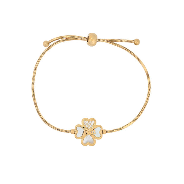 Bracelet Esmée réglable en acier mãe trèfle