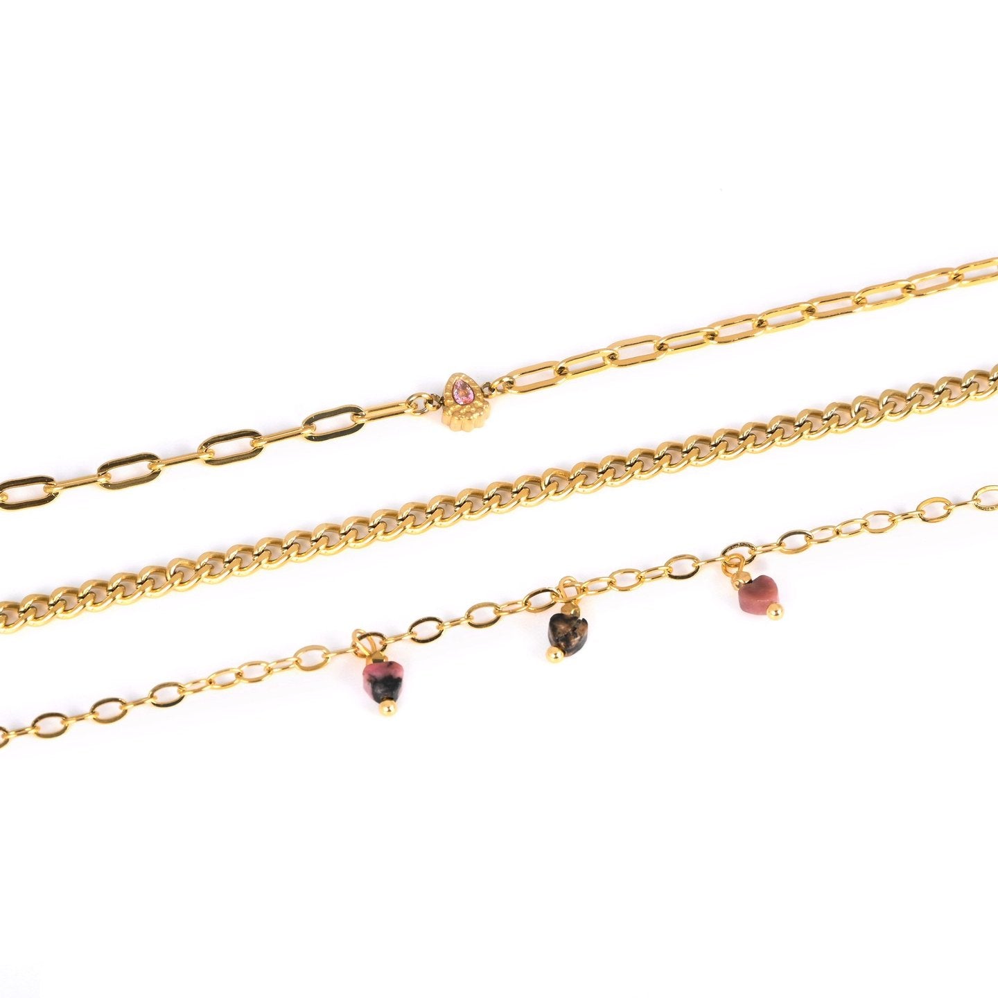Ensemble bracelet Alba en acier ovale rose