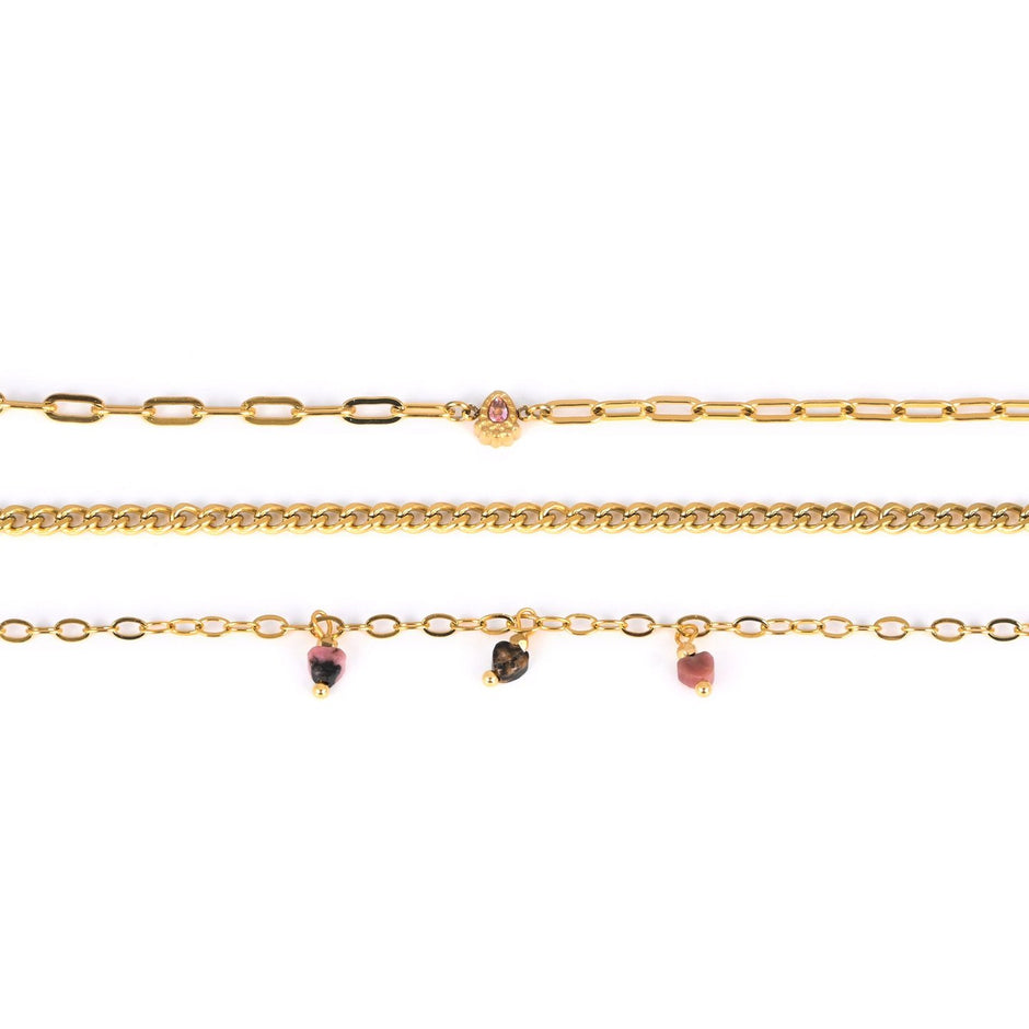 Ensemble bracelet Alba en acier ovale rose