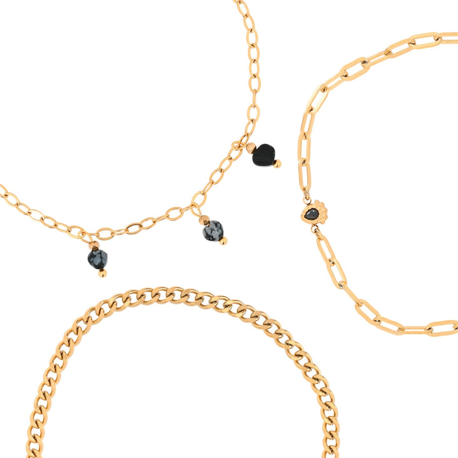 Ensemble bracelet Alba en acier ovale noir