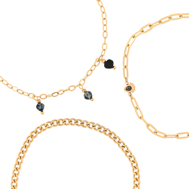 Ensemble bracelet Alba en acier ovale noir