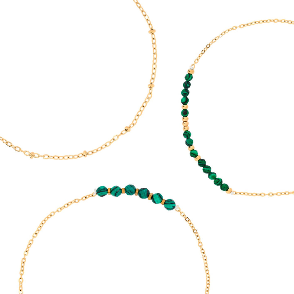 Ensemble bracelet Alba en acier verts