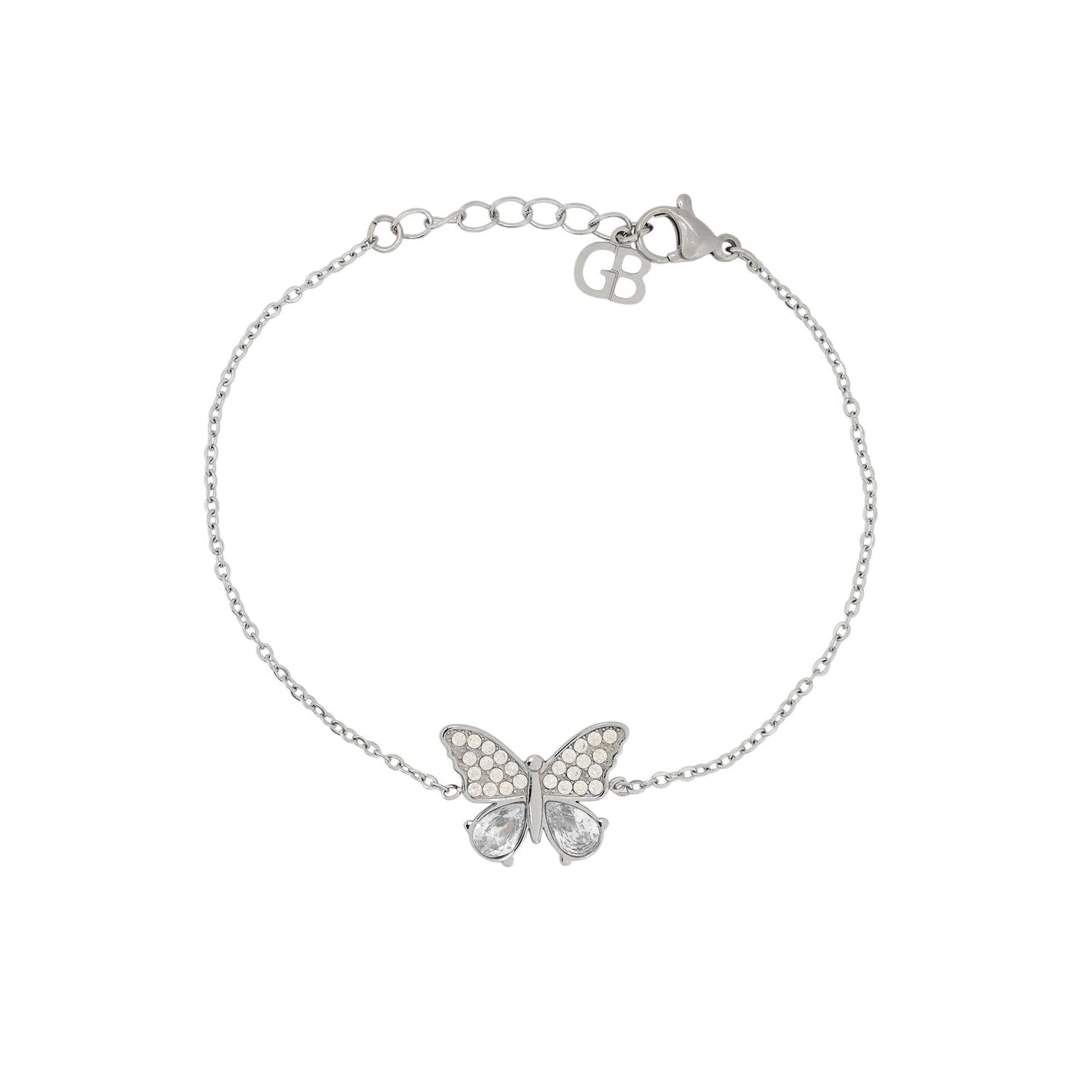 Bracelet Alba en acier ovale papillon