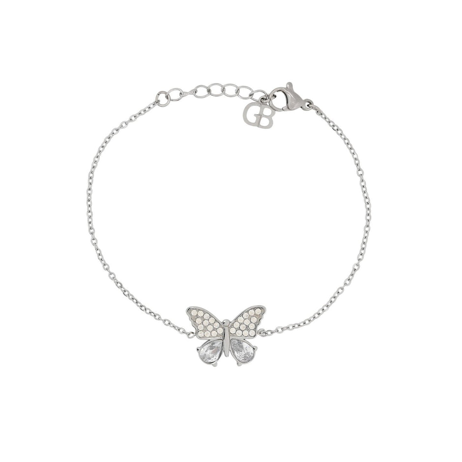 Bracelet Alba en acier ovale papillon