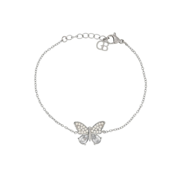 Bracelet Alba en acier ovale papillon
