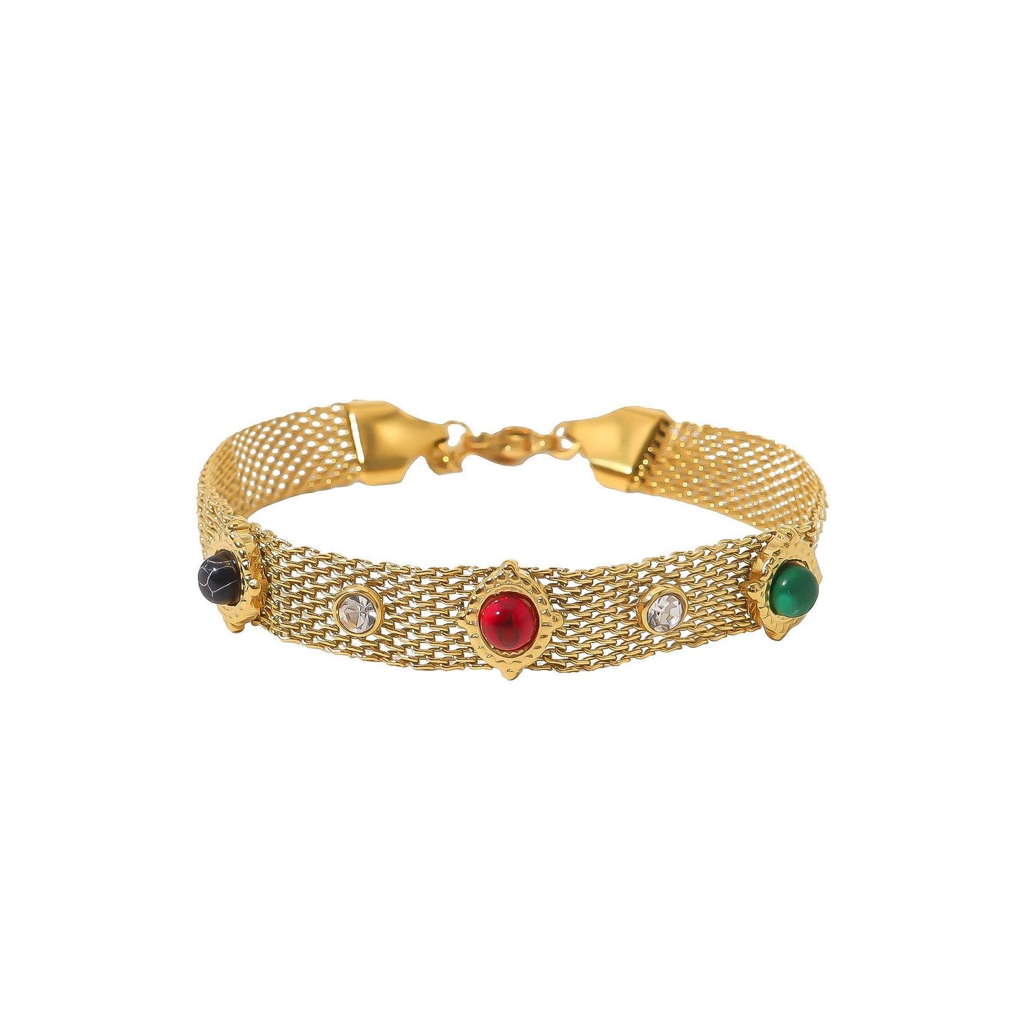 Bracelet Esmée en acier épais pierre rond