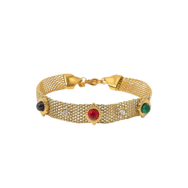 Bracelet Esmée en acier épais pierre rond