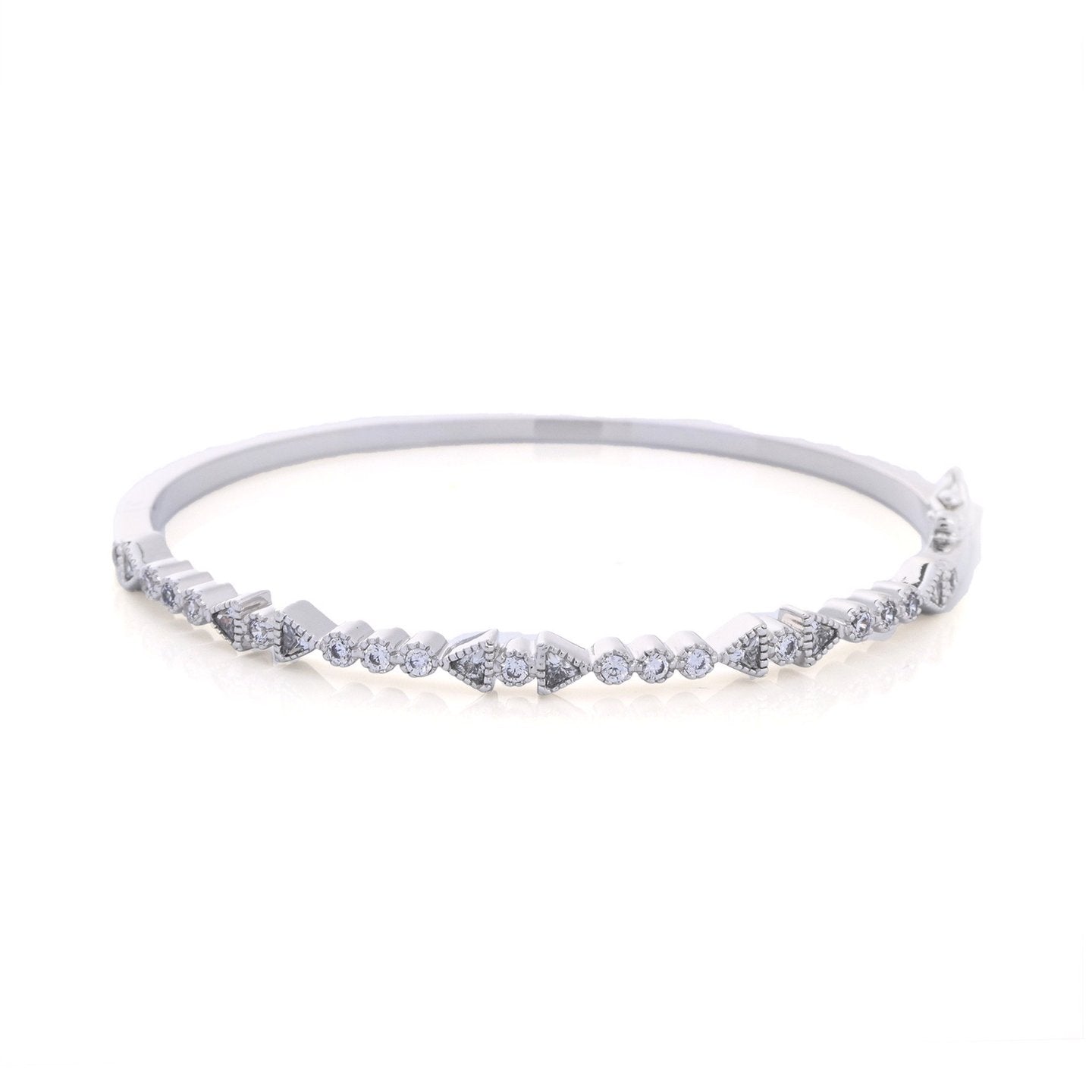 Bracelet rigide semi précieuse avec zircones formes Luna