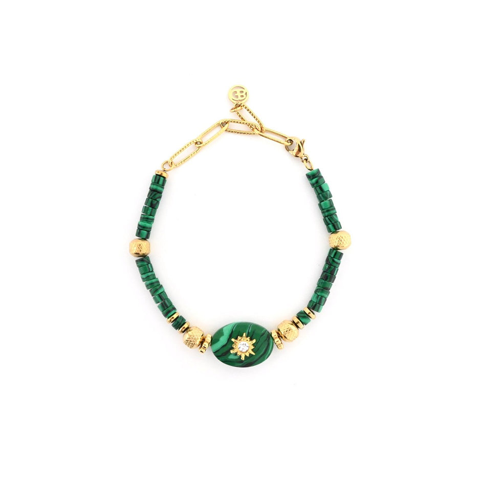 Bracelet Esmée en acier pierres natural avec soleil