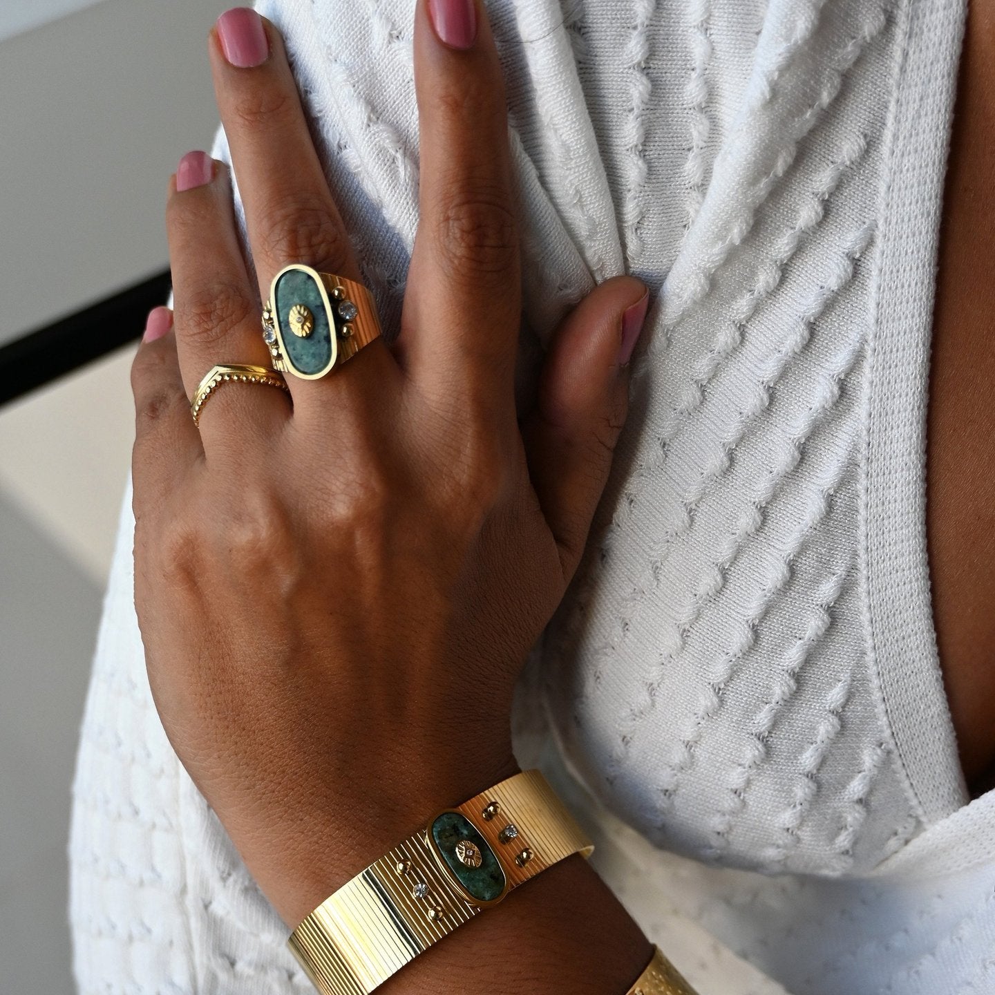 Bracelet Esmée rigide acier avec texture oeil