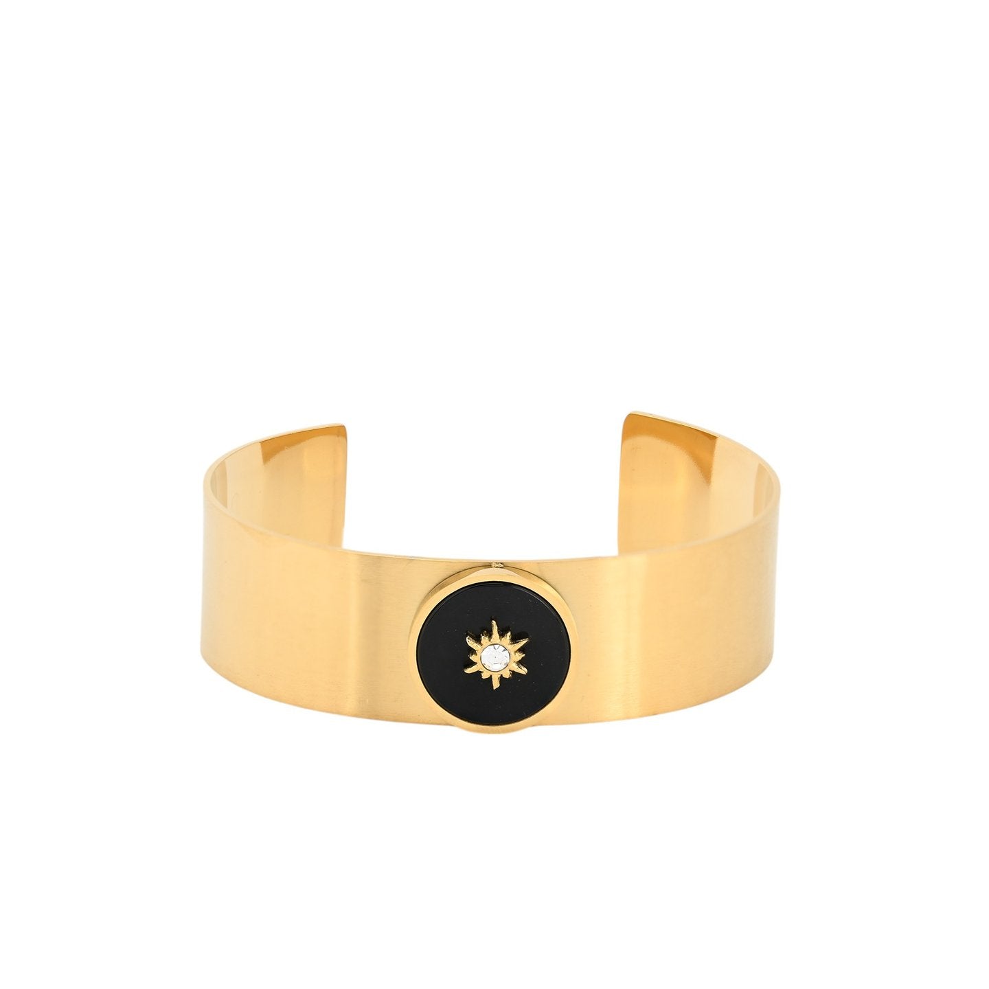 Bracelet Alba rigide acier pierres natural avec soleil