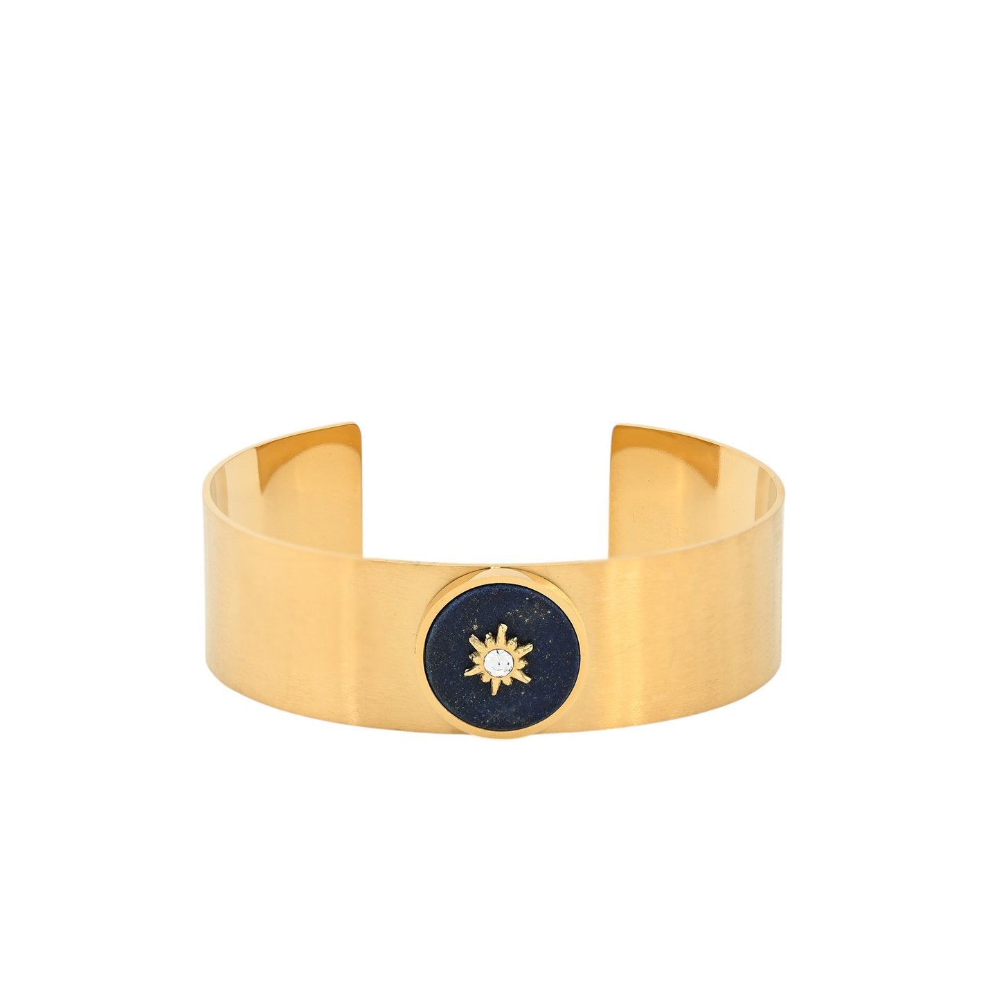 Bracelet Alba rigide acier pierres natural avec soleil