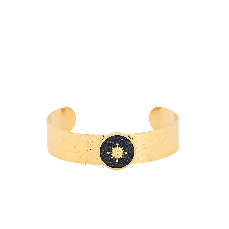 Bracelet Esmée rigide acier avec texture soleil