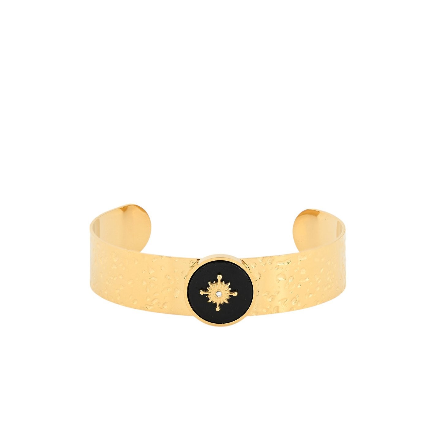 Bracelet Esmée rigide acier avec texture soleil