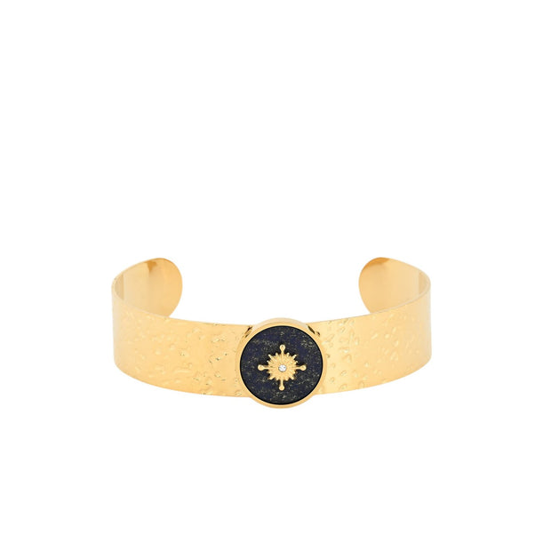 Bracelet Esmée rigide acier avec texture soleil