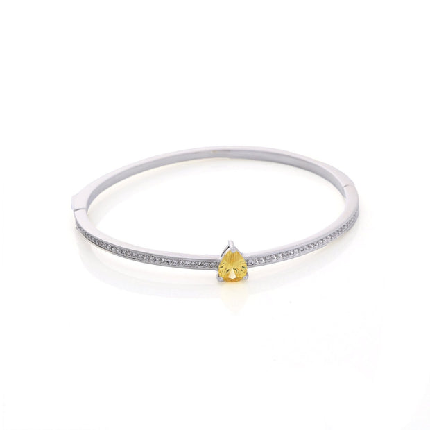 Bracelet rigide semi précieuse avec pierre ovale Luna