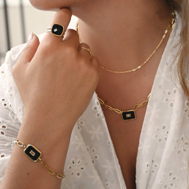 Bracelet Esmée en acier pierre rectangulaire