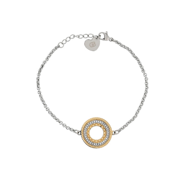 Bracelet en acier bicolore avec zirconias