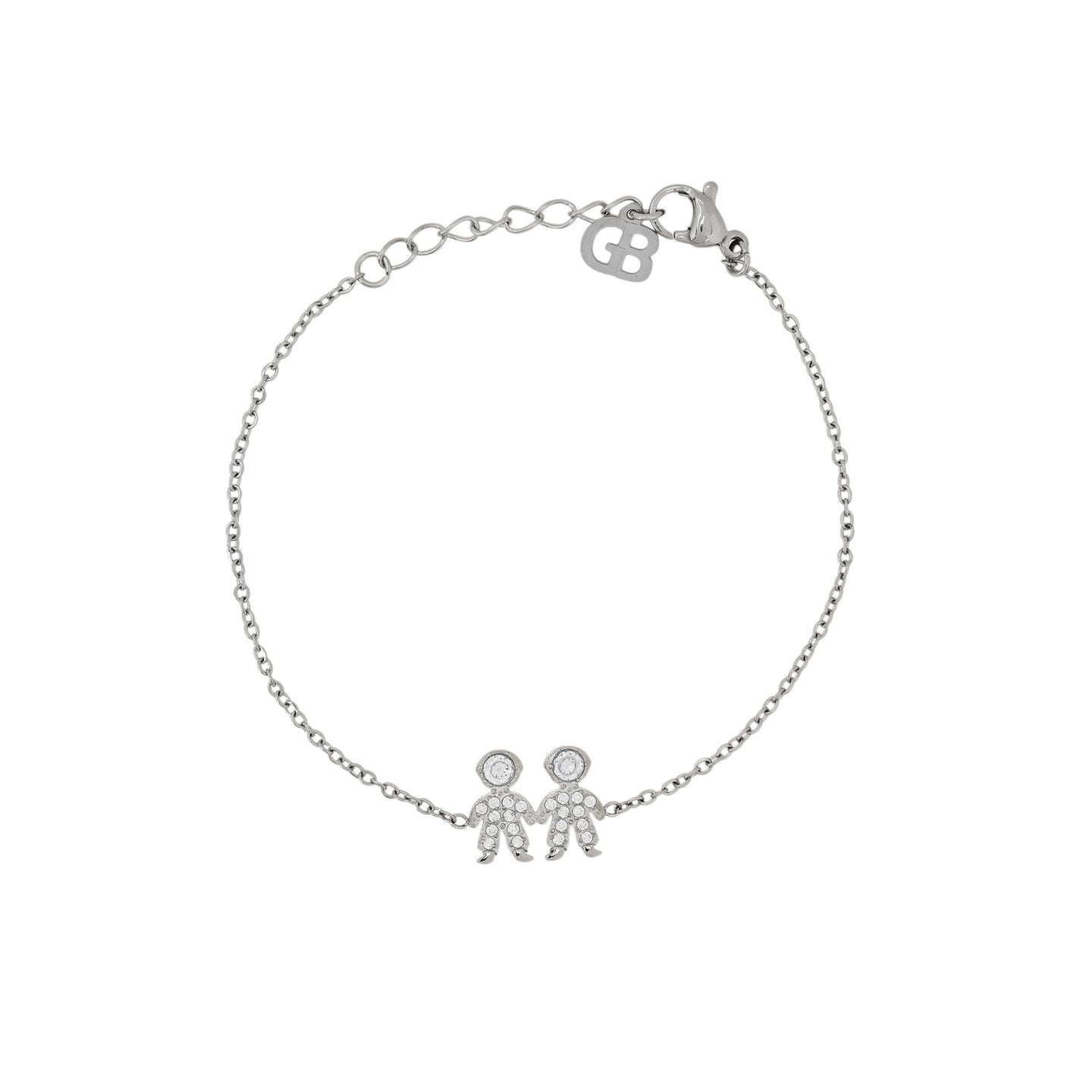 Bracelet Alba acier et zircones deux garçons