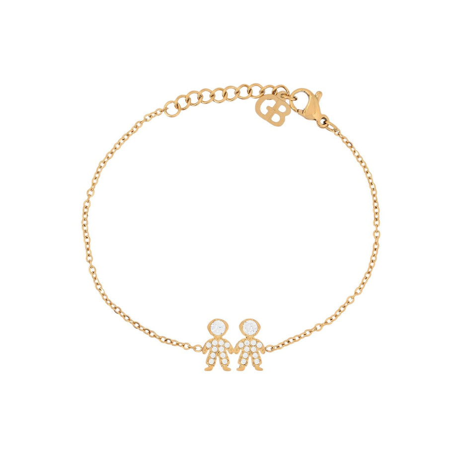 Bracelet Alba acier et zircones deux garçons