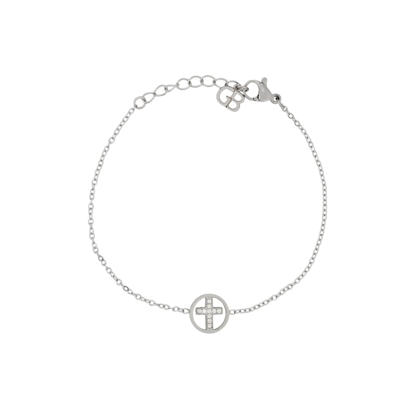 Bracelet Alba en acier croix avec brillantes