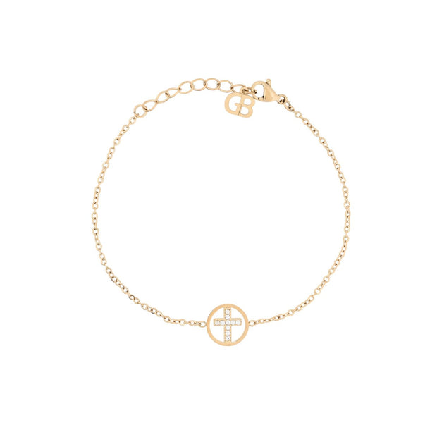 Bracelet Alba en acier croix avec brillantes