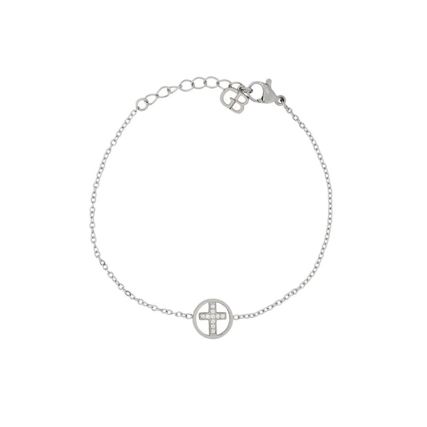 Bracelet Alba en acier croix avec brillantes