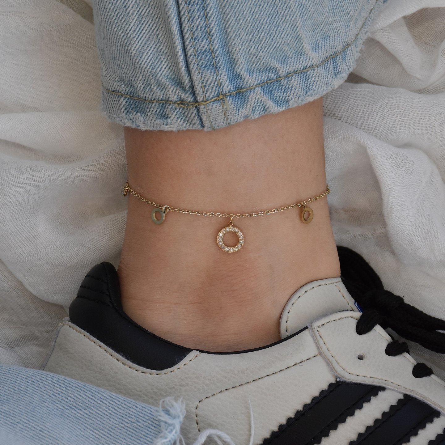 Bracelet Alba de cheville acier cercles