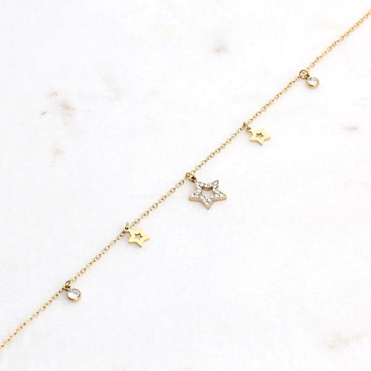 Bracelet Alba de cheville acier étoiles