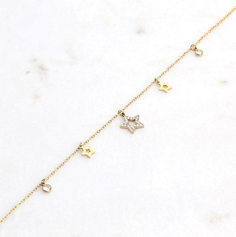 Bracelet Alba de cheville acier étoiles