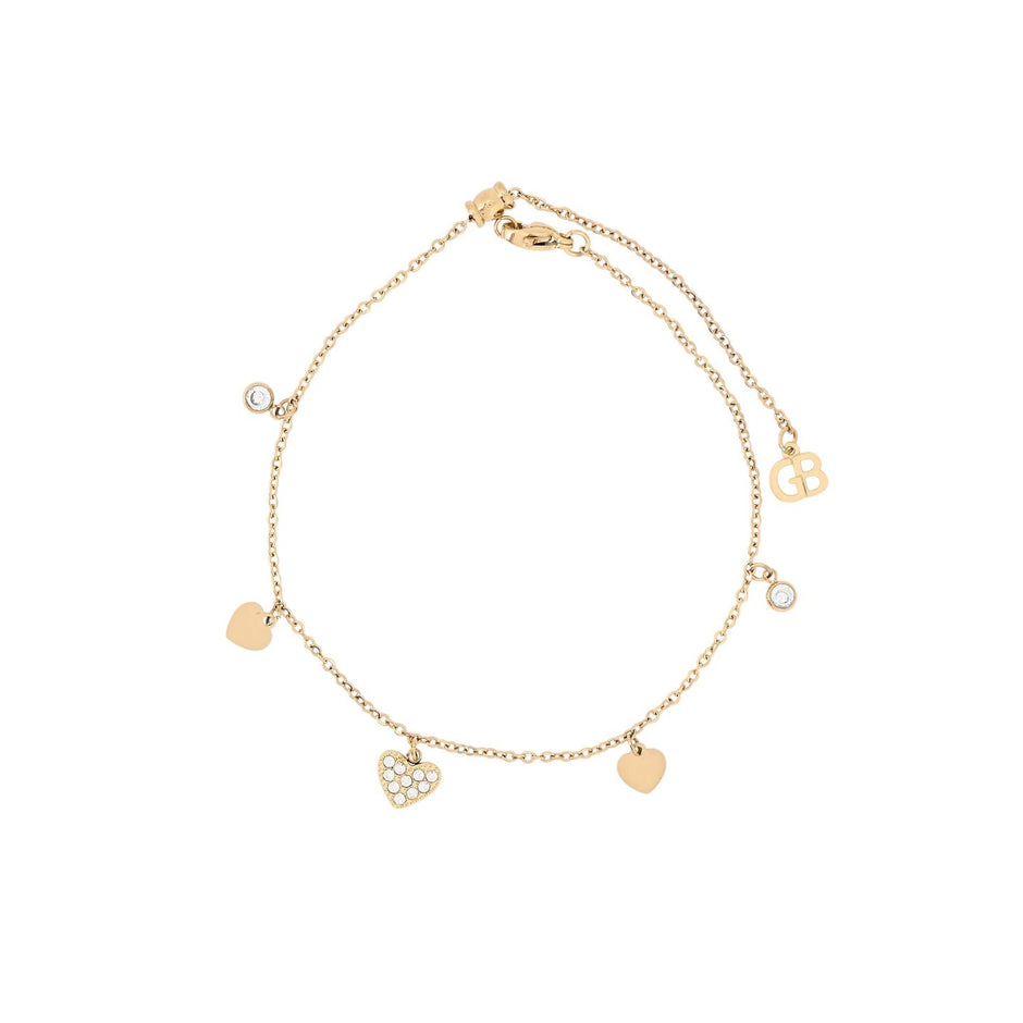 Bracelet Alba de cheville acier cœurs