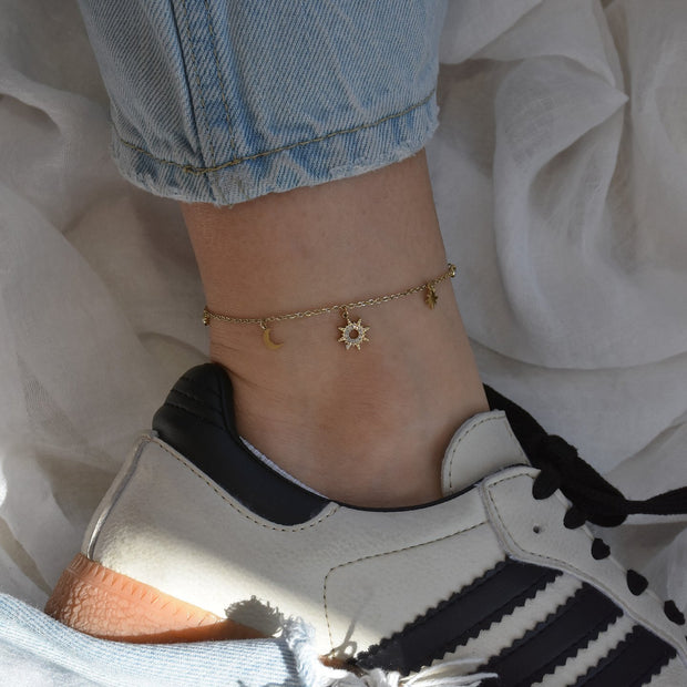 Bracelet Alba de cheville acier soleil