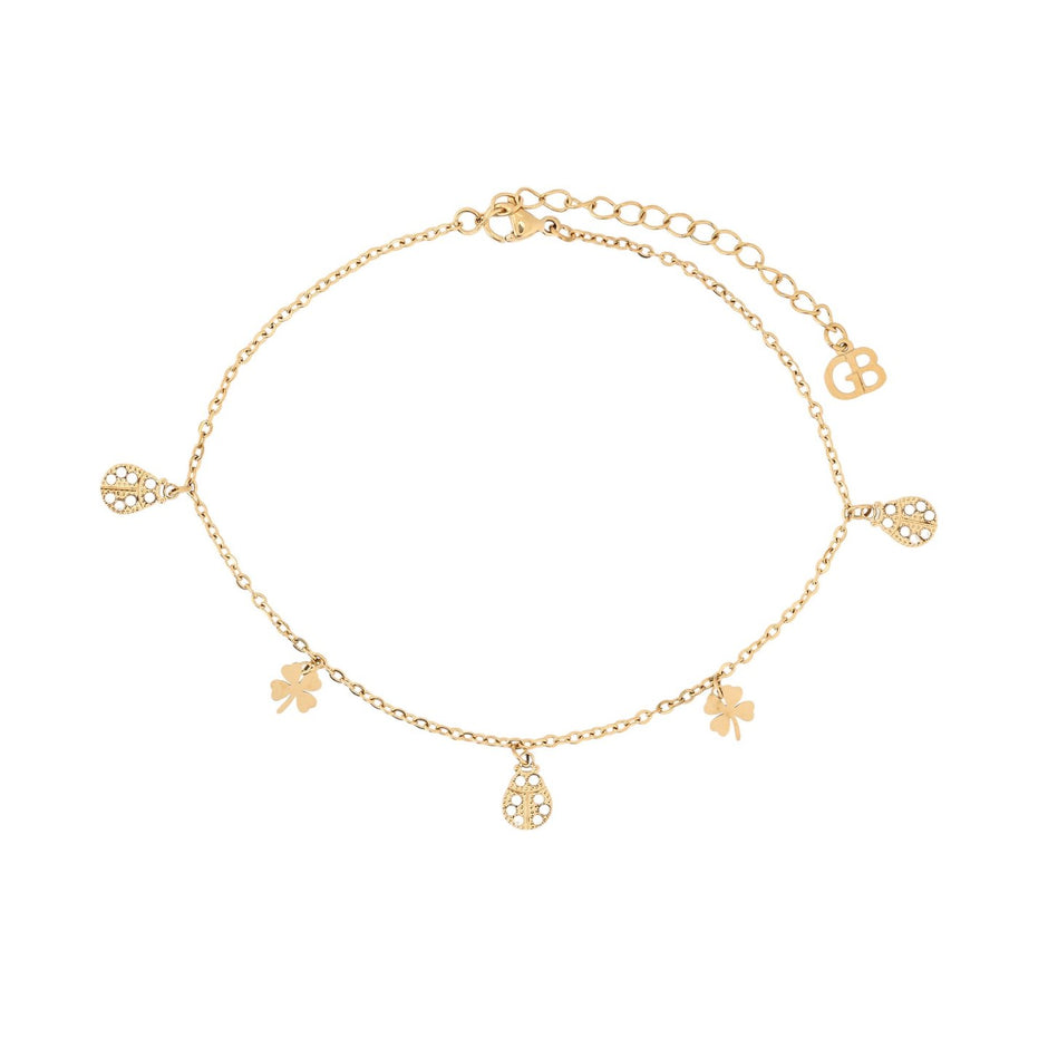 Bracelet Alba de cheville acier coccinelle