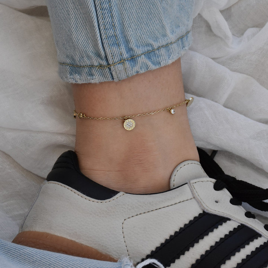 Bracelet Alba de cheville acier pendentifs rond