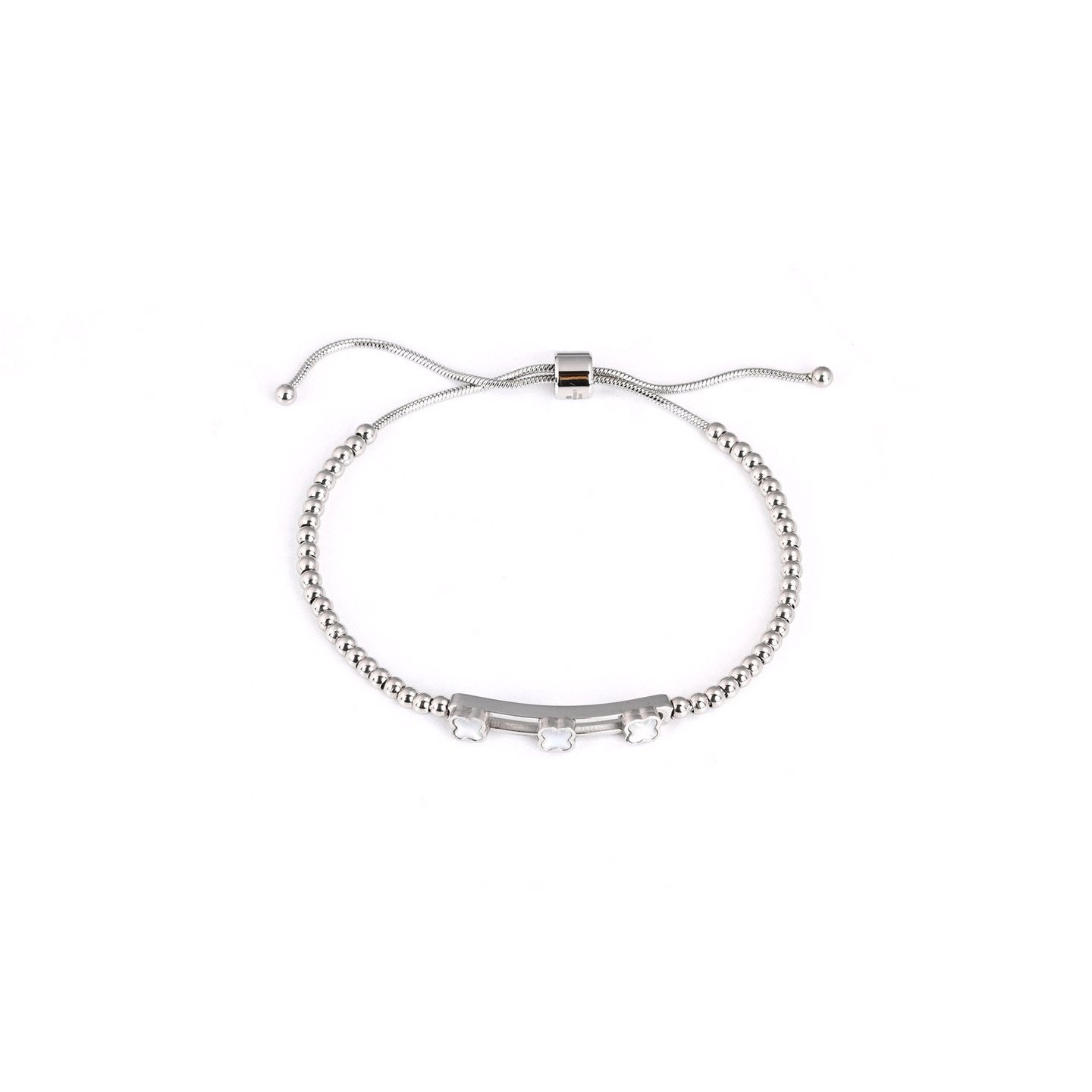 Bracelet Esmée en acier trèfles nacre