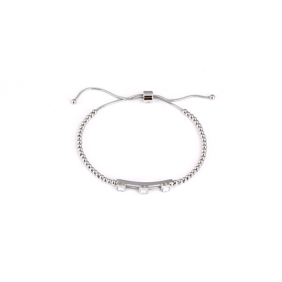 Bracelet Esmée en acier trèfles nacre