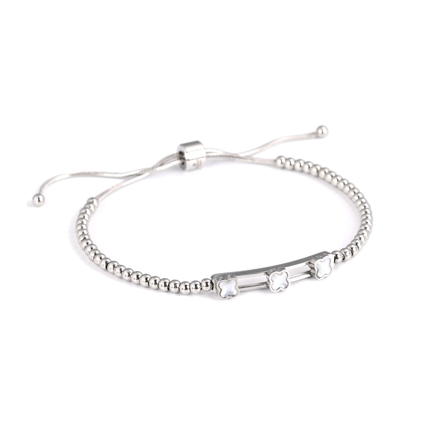 Bracelet Esmée en acier trèfles nacre