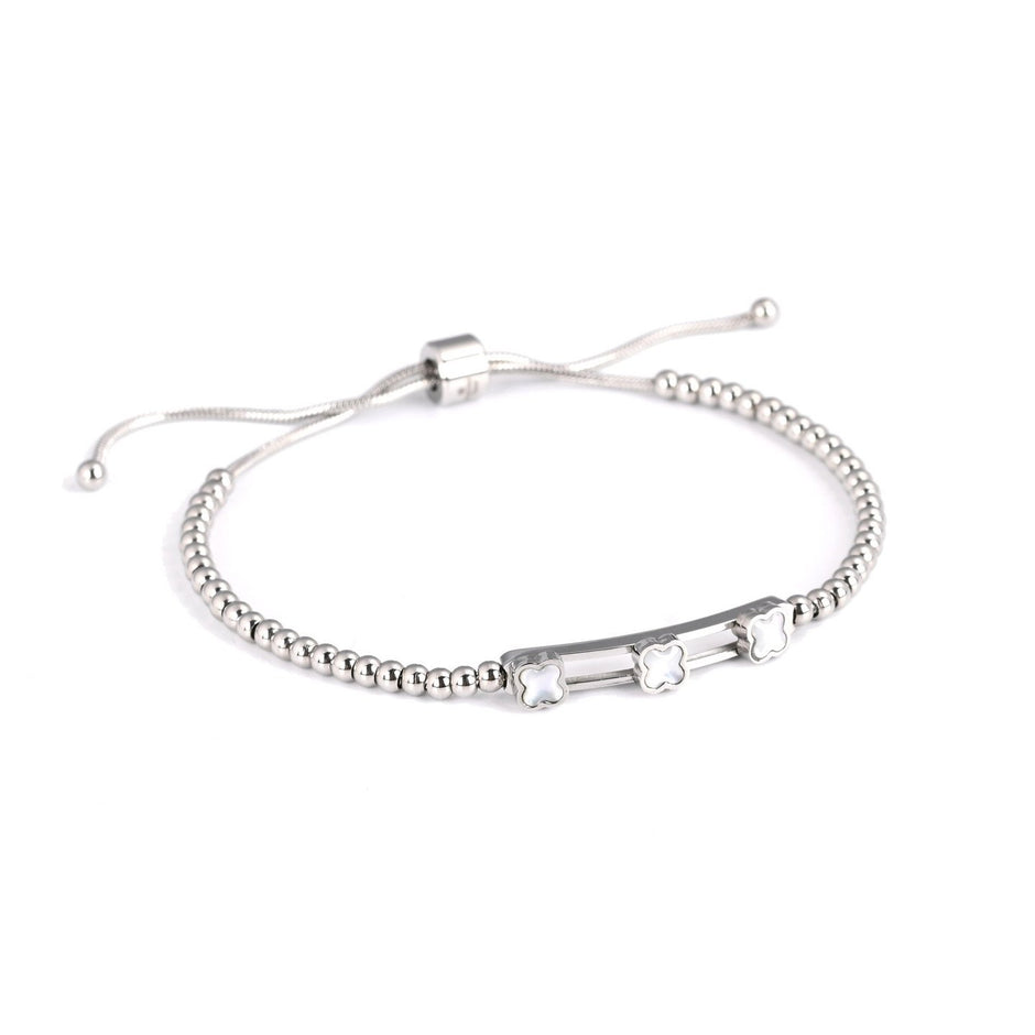Bracelet Esmée en acier trèfles nacre