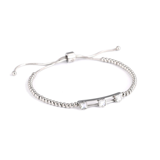 Bracelet Esmée en acier trèfles nacre