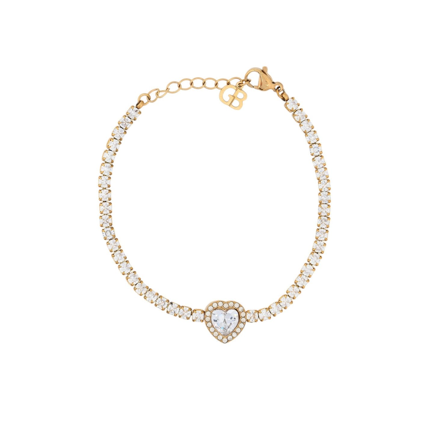 Bracelet Alba en acier rivière coeur