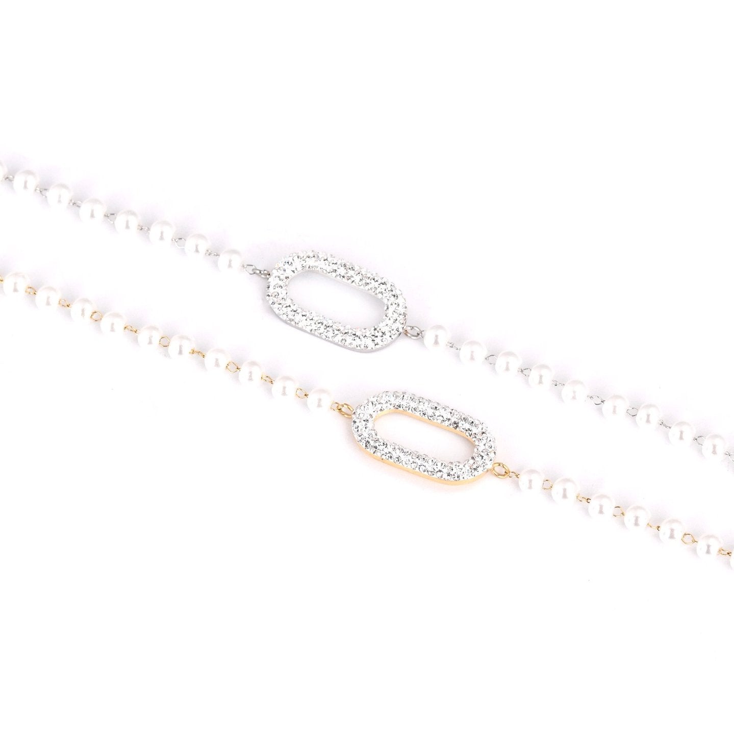 Bracelet Alba en acier perles et brillantes