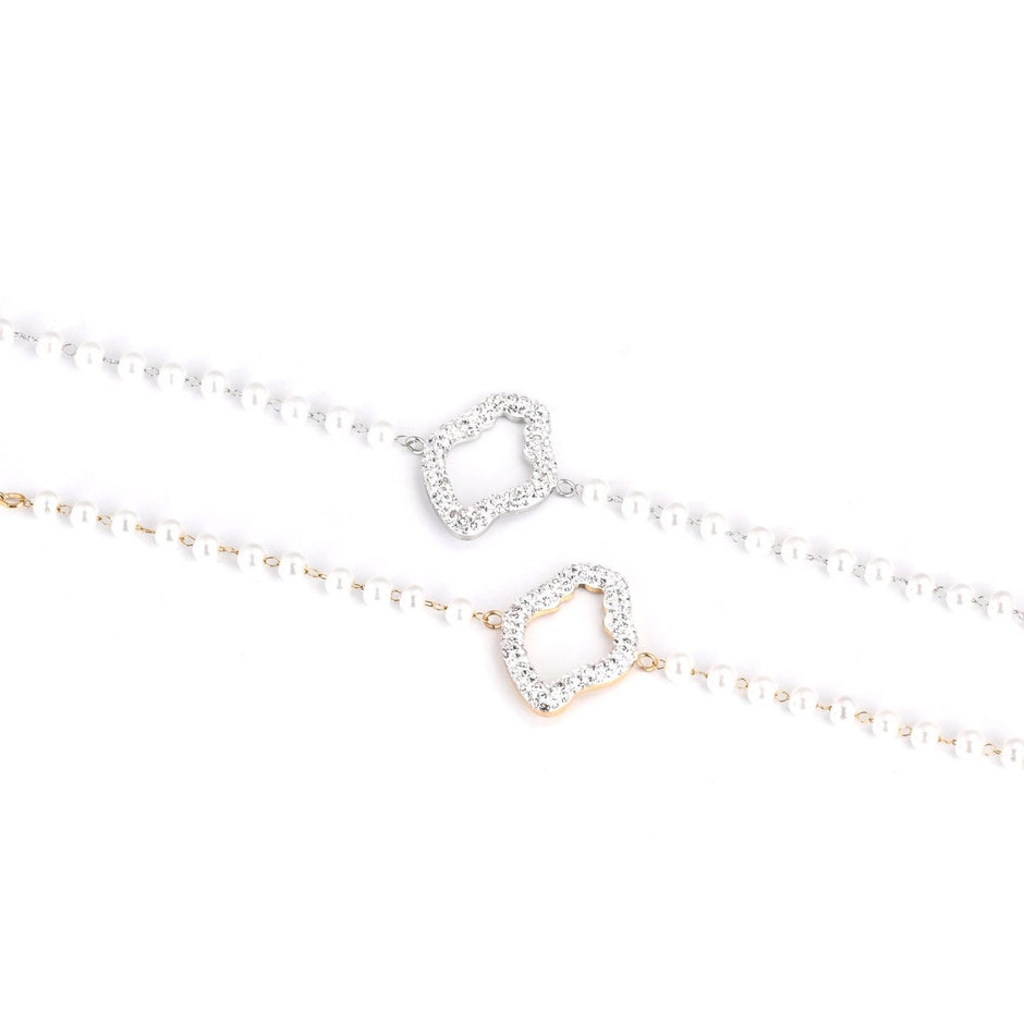 Bracelet en acier perles et coração de viana Aria
