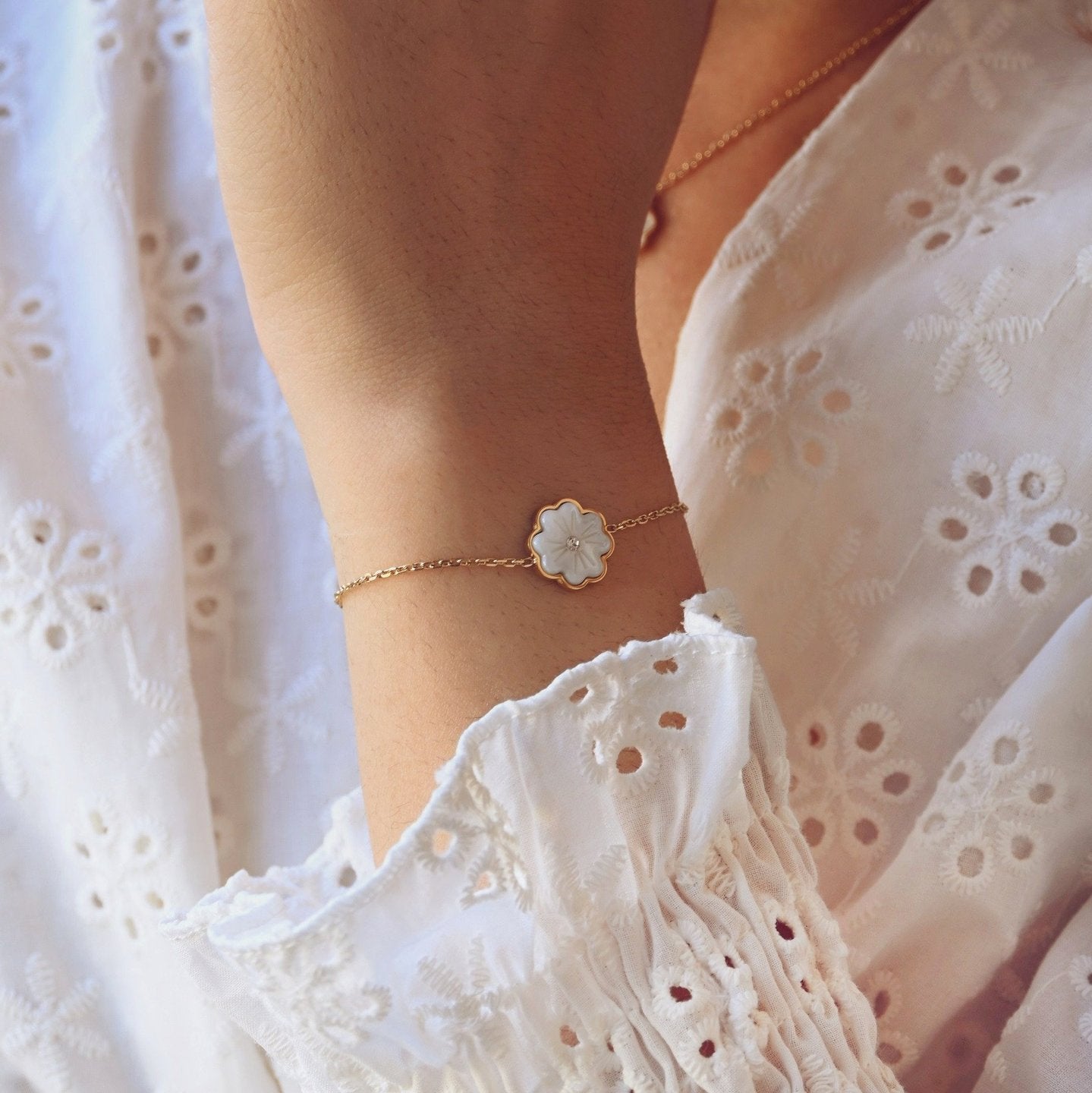 Bracelet Alba en acier trèfle brillant